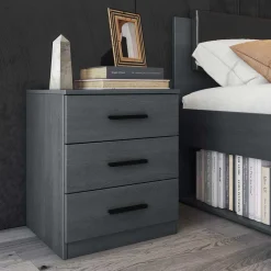 Clearance Wohnen Stauraum Doppelbett in Eiche Grau - Carika