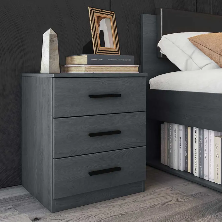 Clearance Wohnen Stauraum Doppelbett in Eiche Grau - Carika