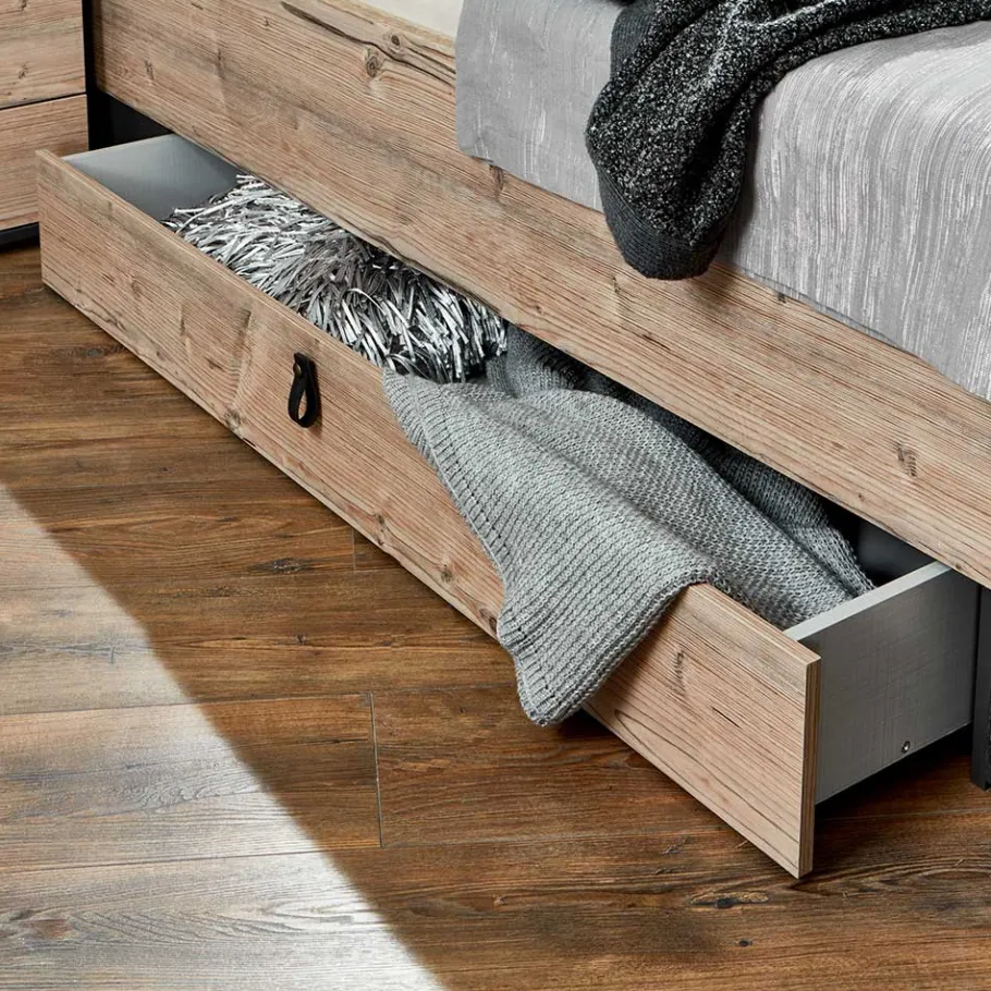 Discount Wohnen Stauraumbett in Tanne Holzoptik - Ardila