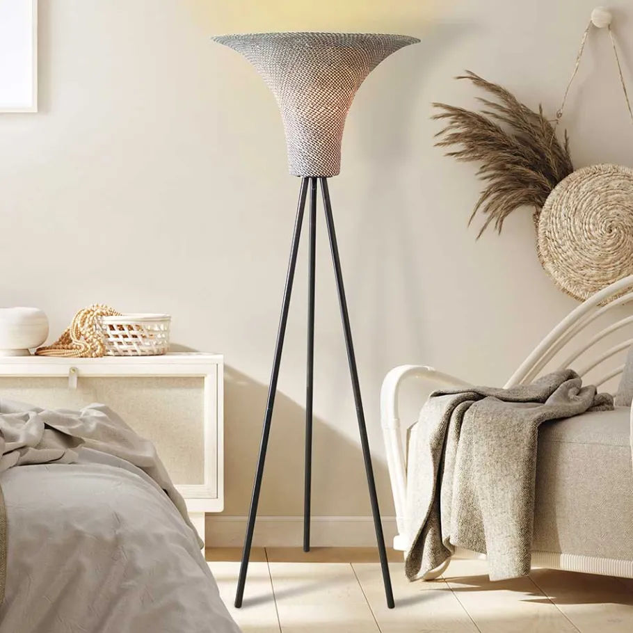 Hot Wohnen Stehlampe mit Seegras Geflecht Schirm - Ciranzo