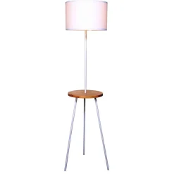 Outlet Wohnen Stehleuchte mit Ablagetisch aus Holz & Metall - Progressive