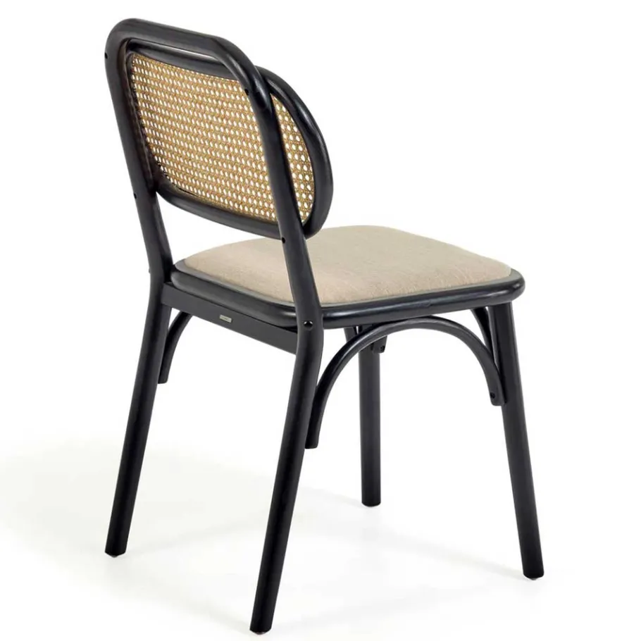 New Wohnen Stühle aus Ulme & Rattan & Stoff - Boxtan (2er Set)