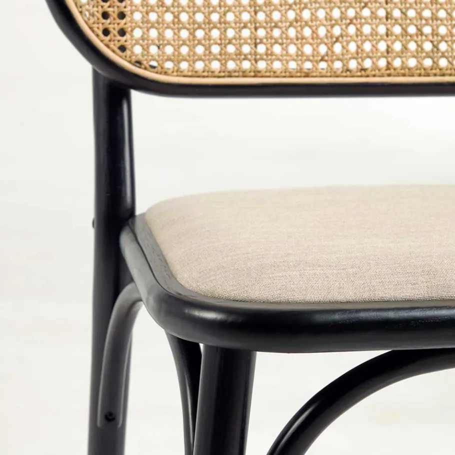 New Wohnen Stühle aus Ulme & Rattan & Stoff - Boxtan (2er Set)