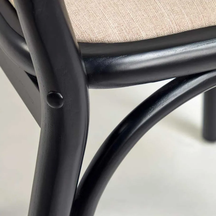 New Wohnen Stühle aus Ulme & Rattan & Stoff - Boxtan (2er Set)