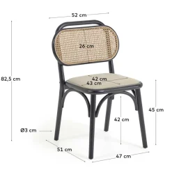 New Wohnen Stühle aus Ulme & Rattan & Stoff - Boxtan (2er Set)