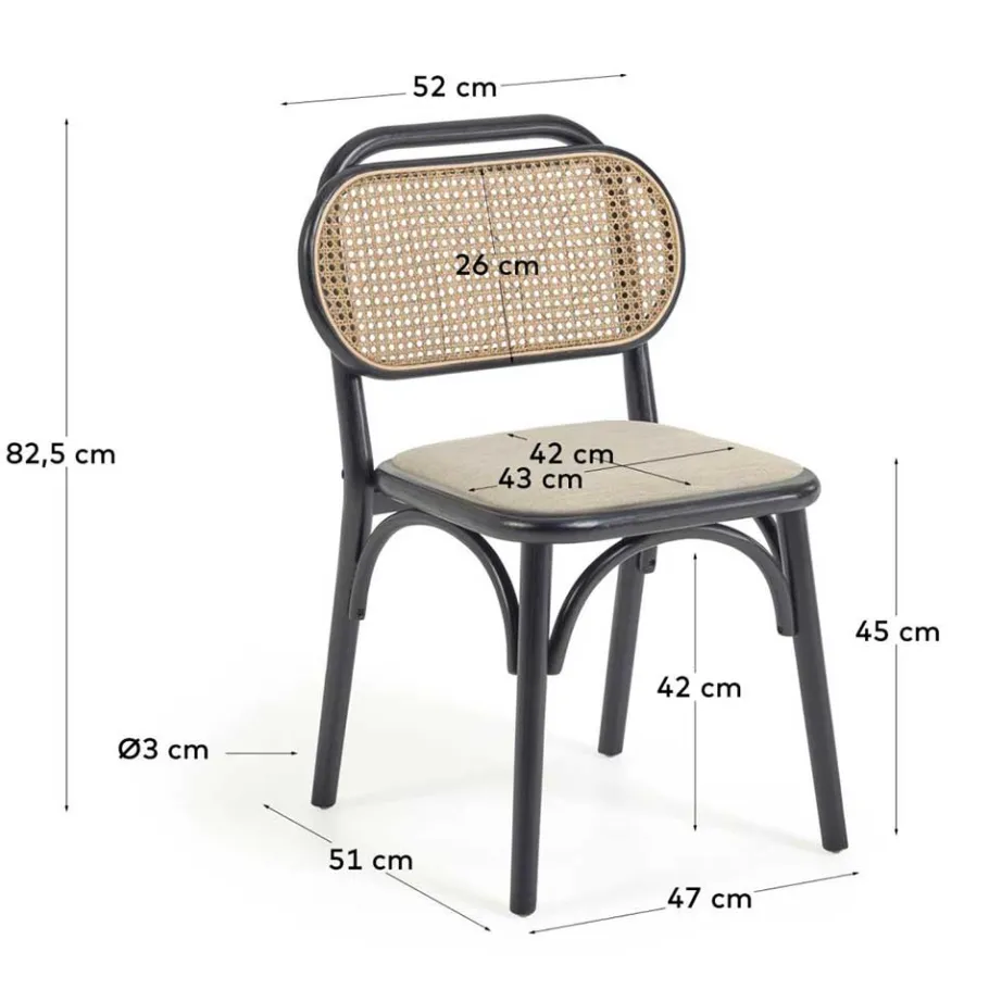 New Wohnen Stühle aus Ulme & Rattan & Stoff - Boxtan (2er Set)