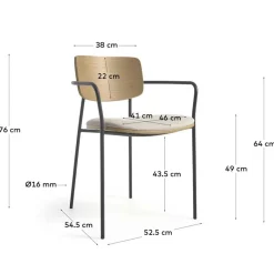 Discount Wohnen Stühle in Eiche & Beige & Schwarz - Salute (4er Set)