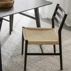 Clearance Wohnen Stühle in Eiche Dunkel und Beige - Sabina (2er Set)