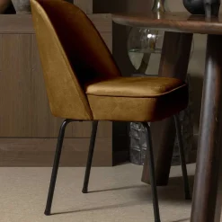 Clearance Wohnen Stühle in Honig Gelb Samtstoff - Lagaska (2er Set)