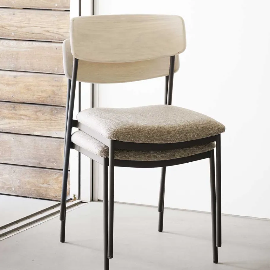 Discount Wohnen Stühle mit Polstersitz in Beige - Gora (2er Set)