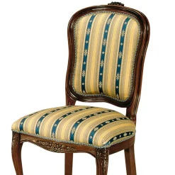 New Wohnen Stilvoller Barock Polsterstuhl Magari mit Stoff Blau Gelb