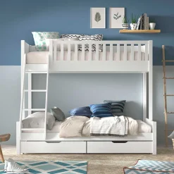 Online Wohnen Stockbett mit großem Bett unten in Weiß - Glamoura