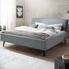 Sale Wohnen Stoff Bett in Hellblau mit Schwarz - Longli