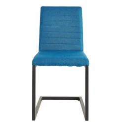 New Wohnen Stoff Freischwinger Stuhl in Petrol Blau - Isakina (2er Set)
