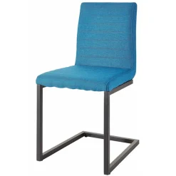 New Wohnen Stoff Freischwinger Stuhl in Petrol Blau - Isakina (2er Set)