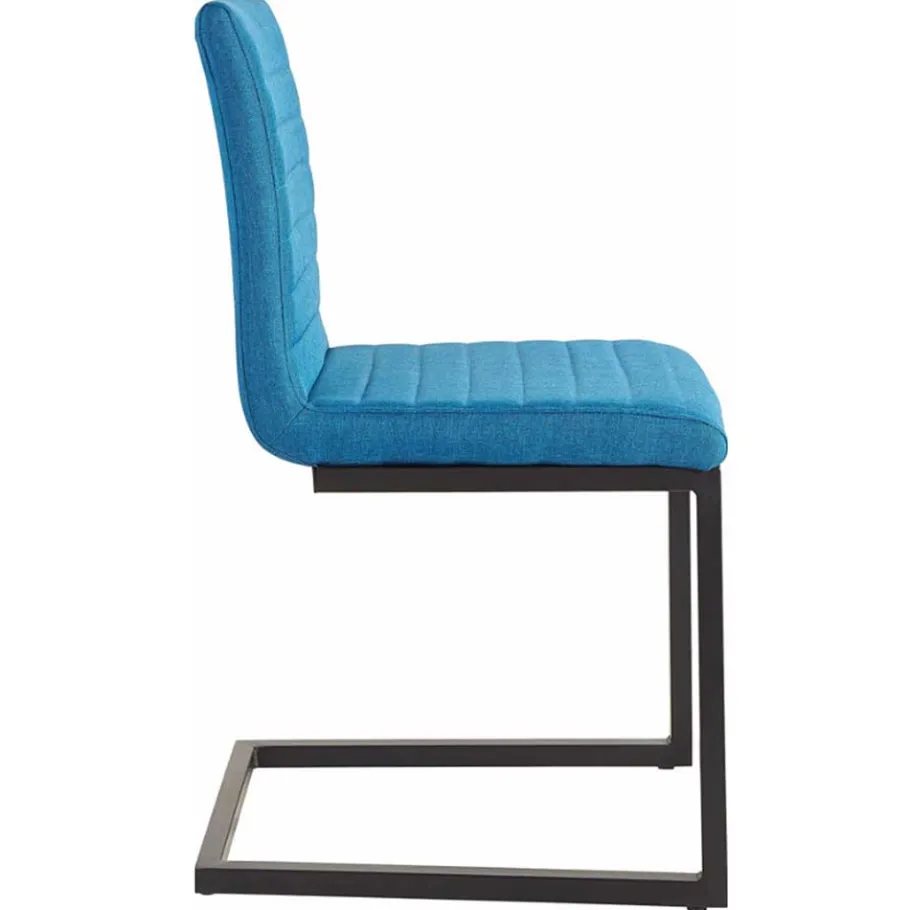 New Wohnen Stoff Freischwinger Stuhl in Petrol Blau - Isakina (2er Set)