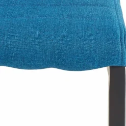 New Wohnen Stoff Freischwinger Stuhl in Petrol Blau - Isakina (2er Set)