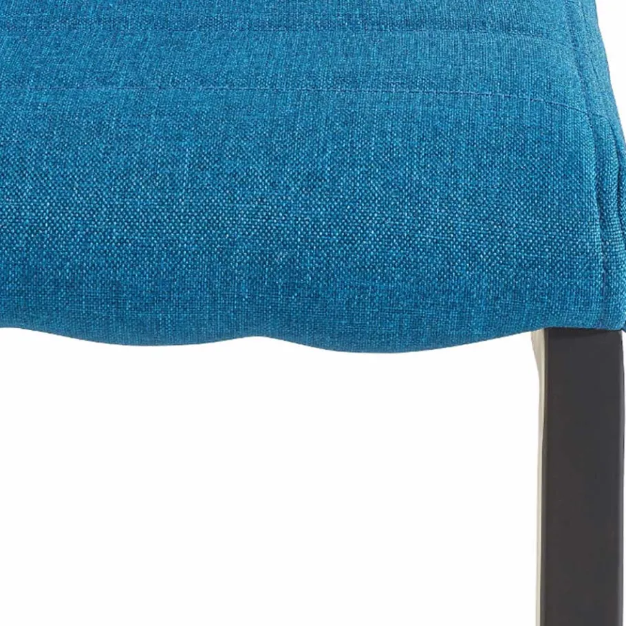 New Wohnen Stoff Freischwinger Stuhl in Petrol Blau - Isakina (2er Set)