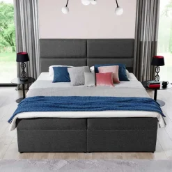 Best Wohnen Stoffbett in Dunkelgrau mit Stauraum - Detroit