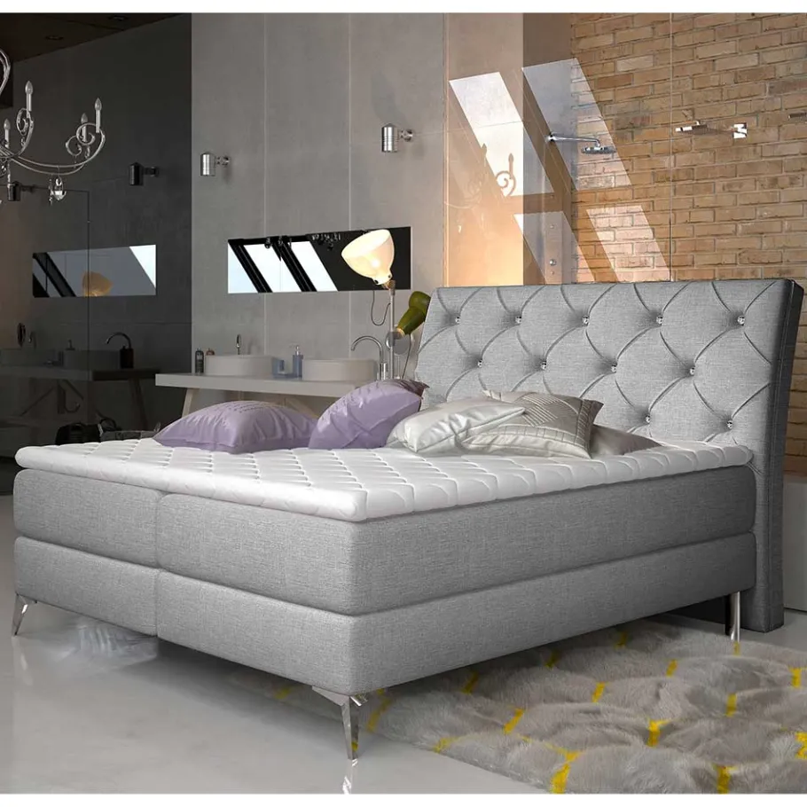 Discount Wohnen Stoffbett mit Stauraum in Grau - Rentascia