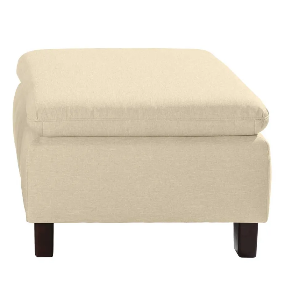 Wohnen Stoffhocker in Beige mit Nussbaum Braun - Nando