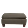 Clearance Wohnen Stoffhocker in Beigegrau und Nussbaum - Abecra