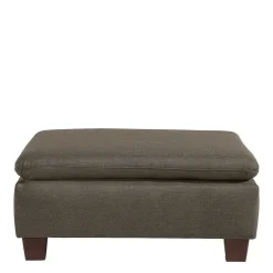 Clearance Wohnen Stoffhocker in Beigegrau und Nussbaum - Abecra