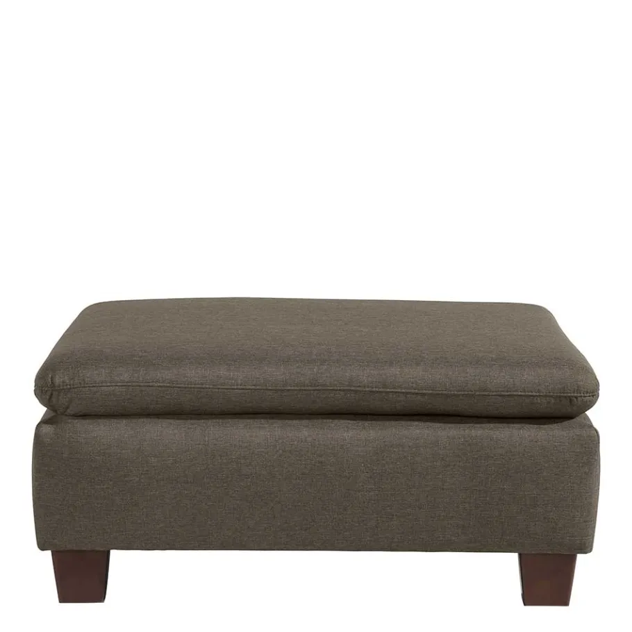 Clearance Wohnen Stoffhocker in Beigegrau und Nussbaum - Abecra