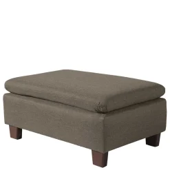 Clearance Wohnen Stoffhocker in Beigegrau und Nussbaum - Abecra
