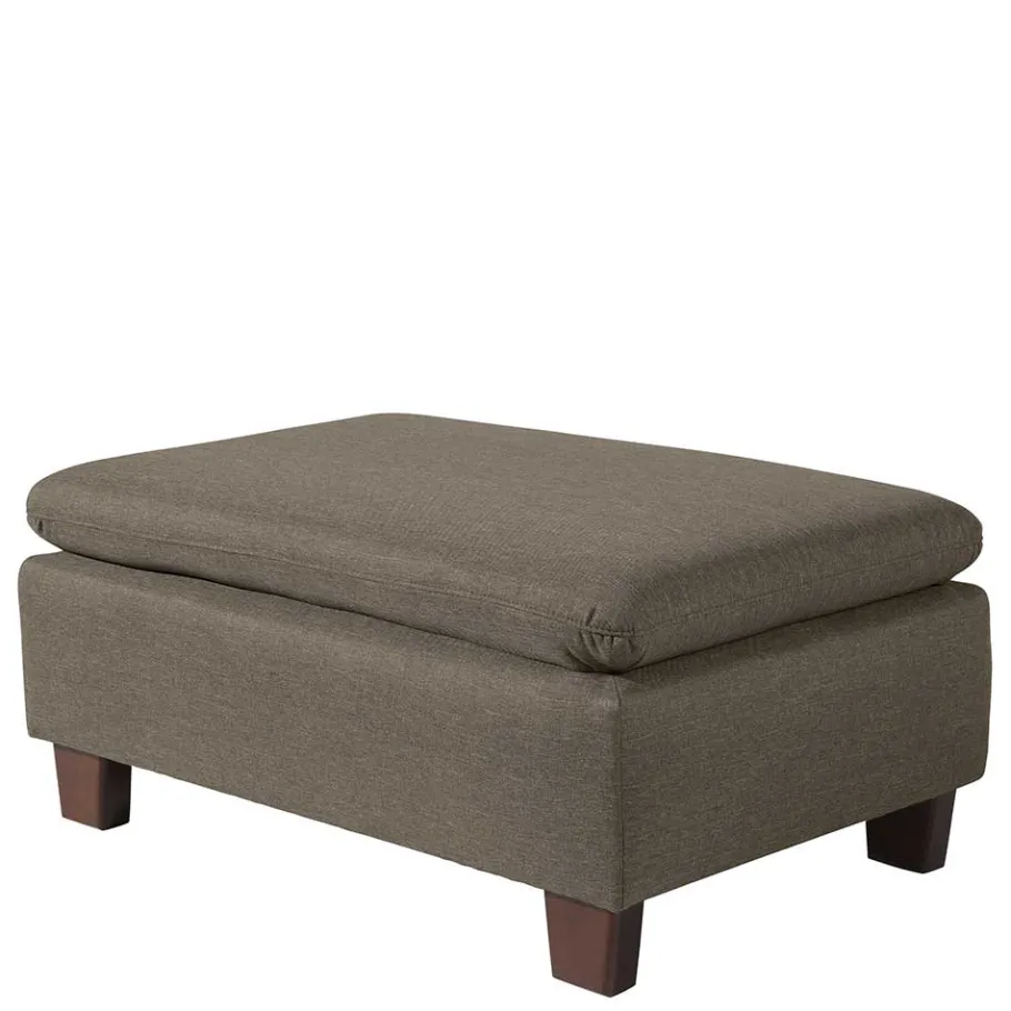 Clearance Wohnen Stoffhocker in Beigegrau und Nussbaum - Abecra
