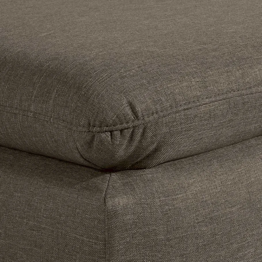 Clearance Wohnen Stoffhocker in Beigegrau und Nussbaum - Abecra