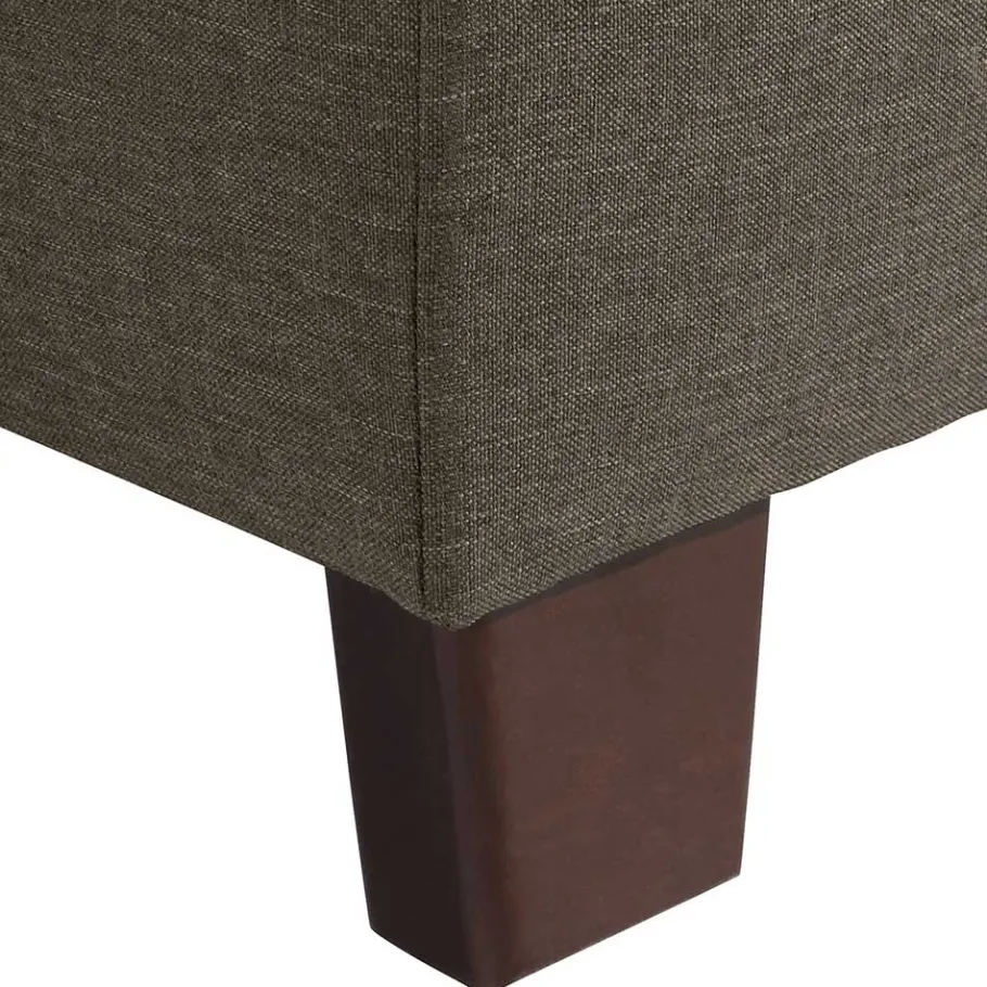 Clearance Wohnen Stoffhocker in Beigegrau und Nussbaum - Abecra