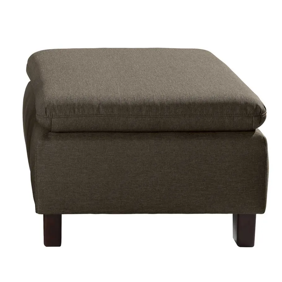 Clearance Wohnen Stoffhocker in Beigegrau und Nussbaum - Abecra