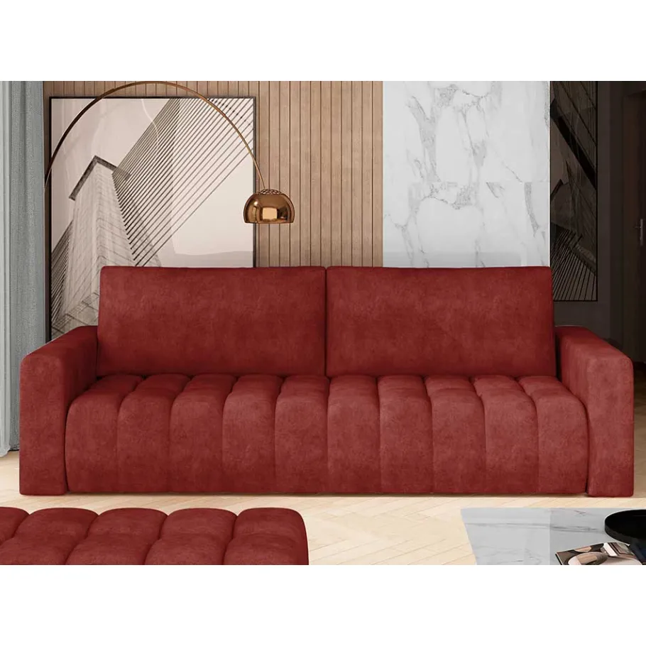 New Wohnen Stoff-Schlafcouch in Rotbraun Vintage Optik - Yallaz
