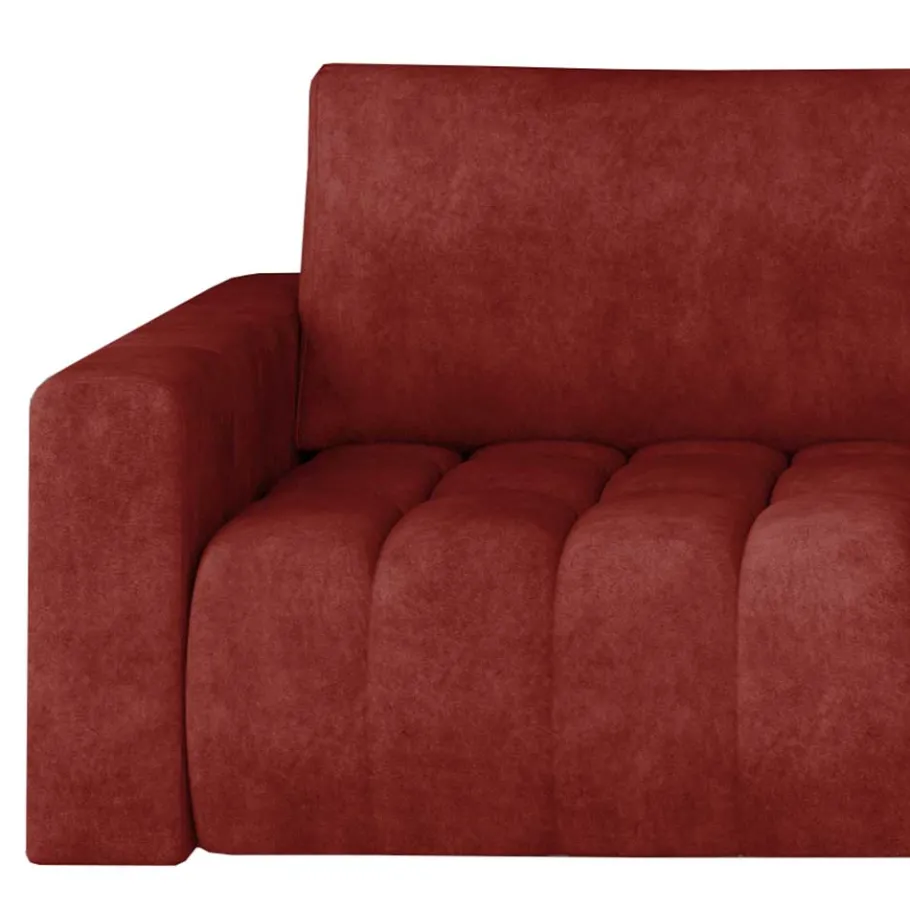 New Wohnen Stoff-Schlafcouch in Rotbraun Vintage Optik - Yallaz