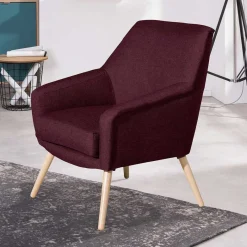 New Wohnen Stoffsessel in Bordeaux Rot - Holdin