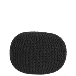 Discount Wohnen Strickstoff Pouf in Schwarz - Selvas