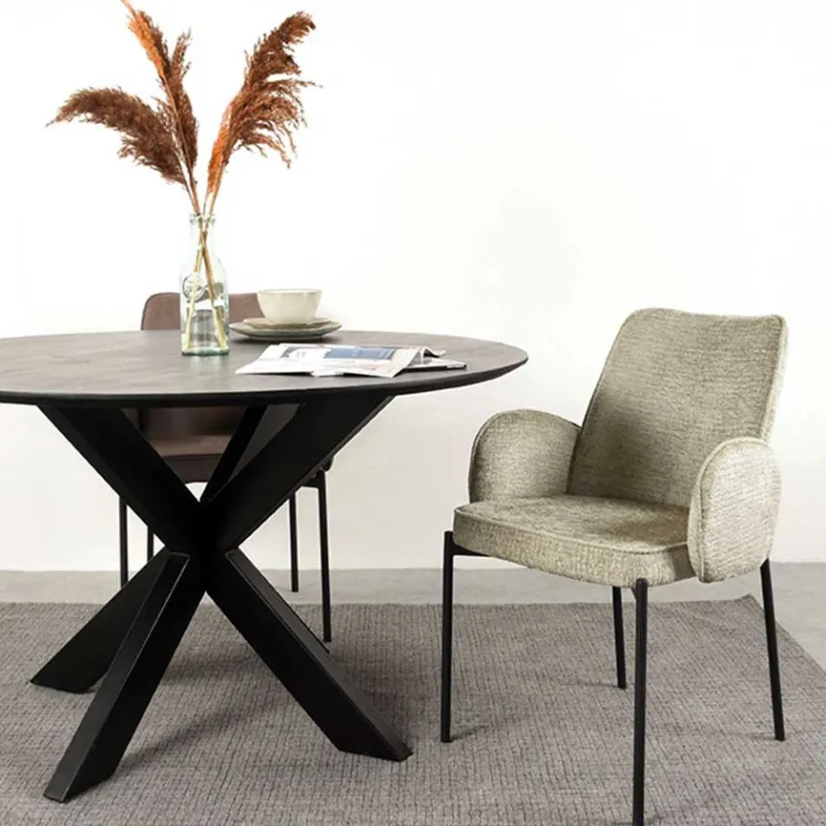 Outlet Wohnen Struktursamt Polsterstuhl in Beige - Celona (2er Set)