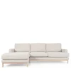 Sale Wohnen Strukturstoff Ecksofa in Creme & Buche - Adejano