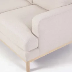 Sale Wohnen Strukturstoff Ecksofa in Creme & Buche - Adejano