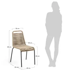 New Wohnen Stuhl aus Kordelgeflecht in Hellbraun - Fedora (4er Set)