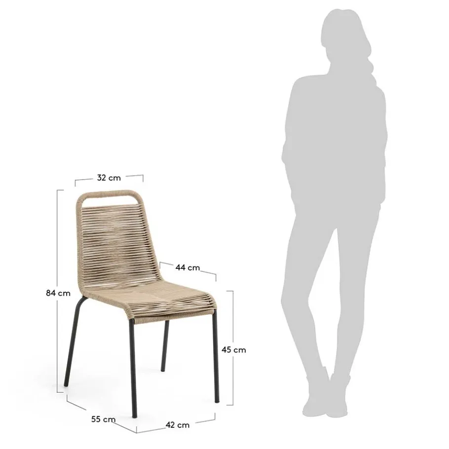New Wohnen Stuhl aus Kordelgeflecht in Hellbraun - Fedora (4er Set)