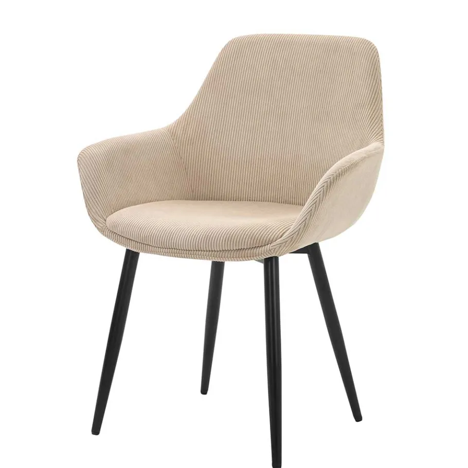 Outlet Wohnen Stuhl mit Cordbezug in Beige - Sensibil (2er Set)