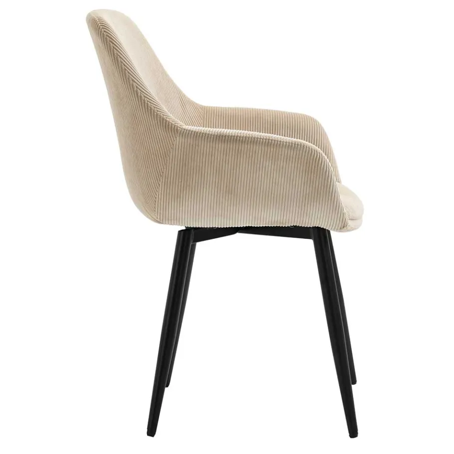 Outlet Wohnen Stuhl mit Cordbezug in Beige - Sensibil (2er Set)