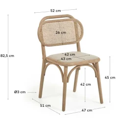 New Wohnen Stuhl mit Wiener Geflecht & Stoffsitz Beige - Fiorenza (2er Set)