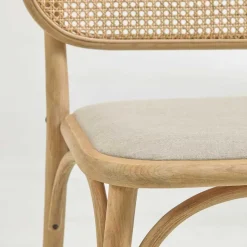 New Wohnen Stuhl mit Wiener Geflecht & Stoffsitz Beige - Fiorenza (2er Set)