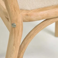New Wohnen Stuhl mit Wiener Geflecht & Stoffsitz Beige - Fiorenza (2er Set)