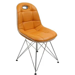 Clearance Wohnen Stylische Design Essgruppe in Orange Wancora mit Kunstleder Stühlen (fünfteilig)