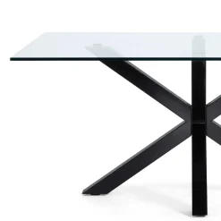 Online Wohnen Stylischer Glastisch Transparent Sismail mit Stahl Mikado Gestell Schwarz