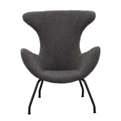 Best Wohnen Stylischer Sessel mit grauem Plüsch bezogen - Simple
